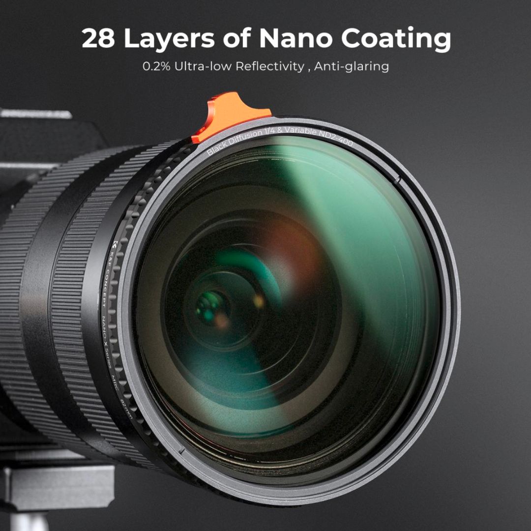 K&F Concept 55mm Black Mist 1/4 + ND2-400 Variable ND Filter Anti-reflection Green Film Nano-X Series KF01.2018 - 5